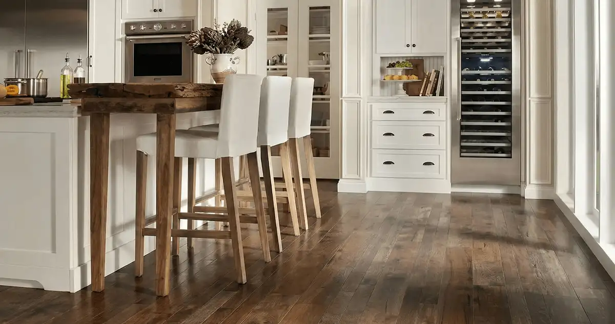Professionally installed and refinished hardwood flooring in a residential home, showcasing smooth finish and natural wood tones in Boise, ID