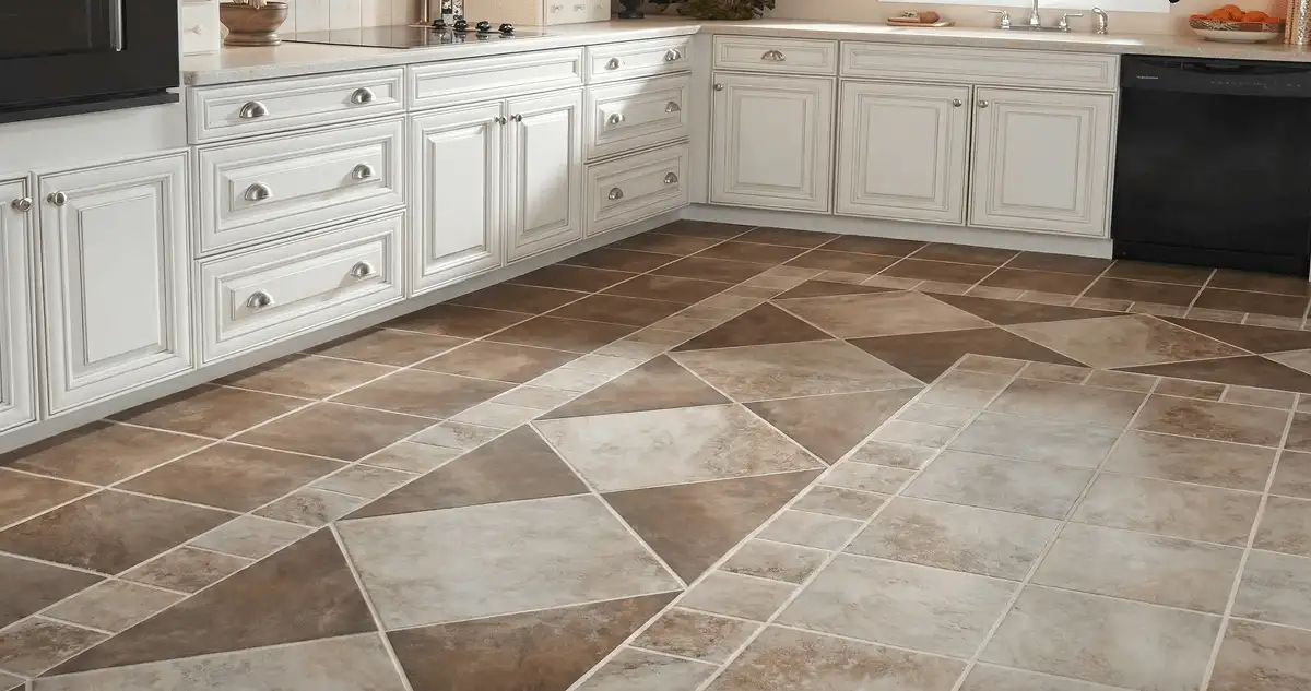 Kitchen with white cabinets and a professionally installed tile floor in Boise, ID